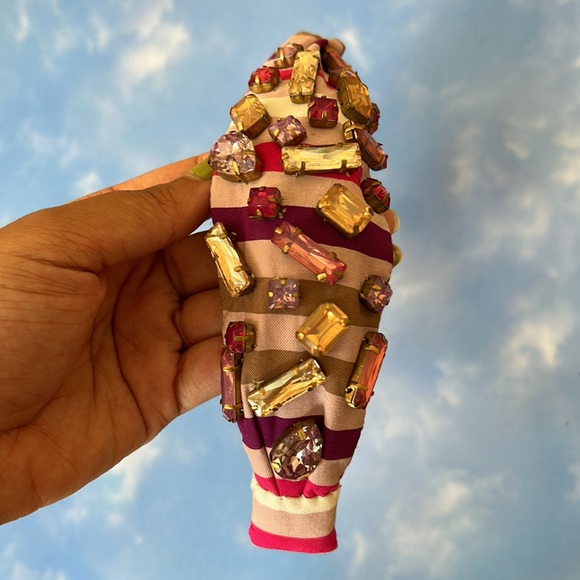 Autumn Adeigbo Pink Multi Beaded Headband with Crystals - Picture 5 of 9